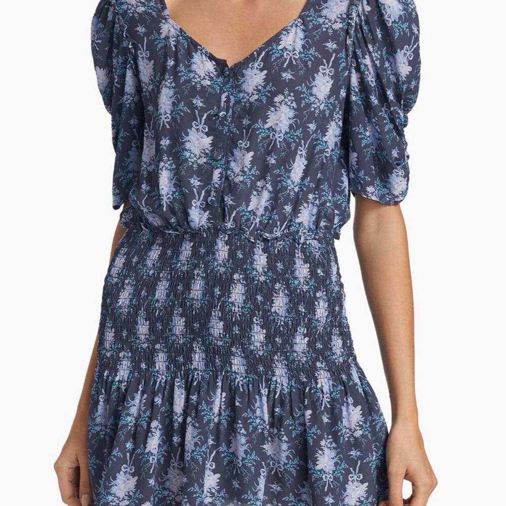 Loveshackfancy Brickell Blue Floral Mini Dress Size S